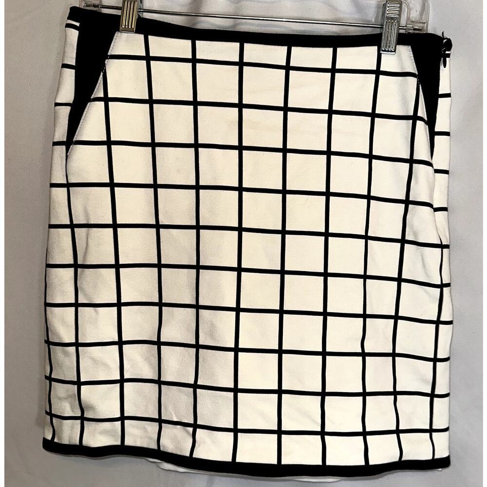 White House Black Market Pencil Skirt Women's 8 White Black Square Stretch